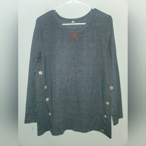 Gray Dearcase Sweater With Button Accents And Elbow Patches
